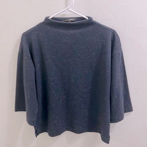 Banana Republic Sweater Mock Neck 3/4 Sleeves Navy w/Gold Speckles Medium Petite
